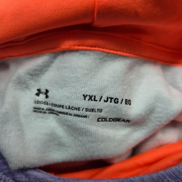 Girls Under Armour Heather Purple & Orange Hoodie Sweatshirt Long Sleeve YXL - Picture 10 of 11